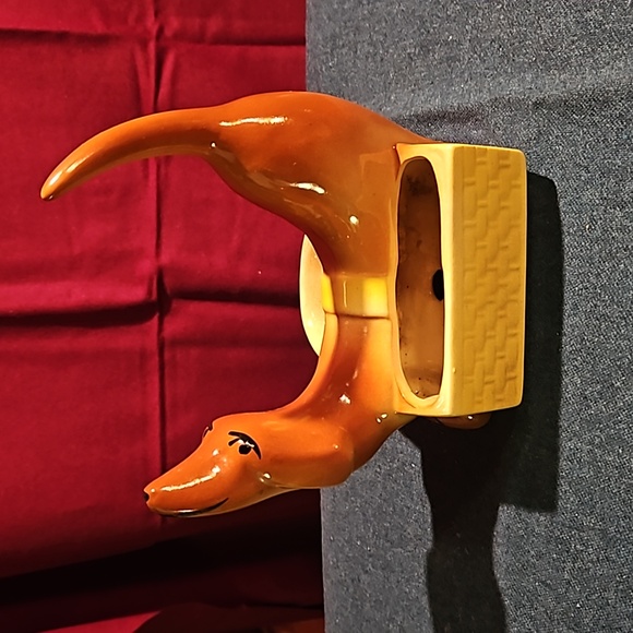 Vintage Other - MidCentury 1950’s Dachshund Kitschy Ceramic Dresser Caddy Trinket Planter